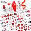 Pegatinas de uñas Love, diseño transfronterizo de fábrica, con rosas y labios rojos, para San Valentín, F930-939