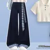 Traje Ligero de Verano 2026 Dulce Estilo Universitario Solapa Manga Corta Top Cuadros Patchwork Pantalones Casuales Conjunto de Dos Piezas