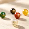 Estampagem a quente gravação a laser mantra ágata natural preta vermelha vidro contas soltas DIY Acessórios de miçangas artesanais cinábrio