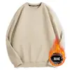 Suéter de trabajo de cuello redondo gris oscuro de rebajas, suéter liso de color sólido, suéter casual holgado para pareja, top de trabajo grueso con forro polar para hombre