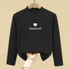 Camada de base estilosa com forro de fleece para meninas, coleção outono/inverno 2026, nova blusa infantil de manga longa, camiseta de bebê