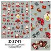 Nuevas pegatinas para uñas Redanco 5D con relieve de Año Nuevo, diseño de gato de la suerte, pegatinas estéreo para uñas Z-2742