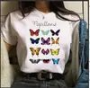 Nova camiseta casual estampada de manga curta solta estilo europeu e americano para mulheres 2