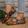 Zapatos de mujer de talla grande con estampado de leopardo y hebilla, nuevos de primavera y otoño, comercio exterior, moda europea y americana, versátiles, ligeros, venta al por mayor
