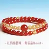 Pulsera de Cristal Amarillo Torre Doble Círculo Natural y Ágata Roja con Diseño Original, Pulsera Zodiacal de Cristal con un Toque de Lujo, Mayoreo