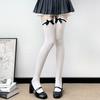 Medias Liguero de Terciopelo Blanco para Mujer, Estilo Lolita Japonés, Calcetines Largos hasta la Rodilla de Puro Deseo, Medias Largas Finas con Lazo para Primavera y Verano