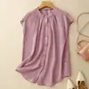 Camisa Retrô Francesa de Manga Curta com Gola Redonda para Mulheres 2026 Verão Novo Estilo Elegante e Fashionável Camisa Solta Nicho Casual Top