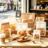 Saco de embalagem para pão, saco para alimentos, saco de embalagem personalizado para panificação e confeitaria, saco transparente com janela para torradas, selado nos oito lados, grau alimentício