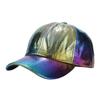 Gorra de béisbol de PU plisada ins europea y americana para hombre y mujer, tendencia callejera, gorra láser colorida para escenario, hip-hop, sombrero hip-hop