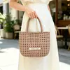 Bolsa de mão de rattan trançado versátil de verão Kit de material DIY, bolsa cesta, bolsa aberta elegante casual para o dia a dia