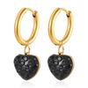 Moda Europeia e Americana Cross-border Love Pingente Sticky Diamond Brincos redondos de aço inoxidável Brincos Feminino All-match Simples 18K Brincos