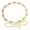Cadena de Cintura Estilo Bohemio para Mujer Retro Versátil Plata Antigua Patrón Floral Corazón Cadena de una Sola Capa Decoración de Cintura Cinturón Delgado