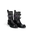 Versión de cuero suave~hebilla de cinturón retro botas cortas de caballero tacón grueso botas de vaquero occidentales para mujer punta redonda ajustadas botas cortas de motocicleta