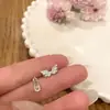 Brincos de Asa de Anjo Assimétricos para Mulheres, Estilo de Luxo, Presilhas de Orelha Personalidade Influenciadora Coreana