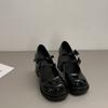 Zapatos de Piel Pequeños de Estilo Francés Blanco Combinables Suela Gruesa Tacón Grueso Nuevo Verano 2025 Retro Lazo Tacón Alto Zapatos Mary Jane