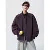 Chaqueta Bomber Retro con Cuello Alto para Hombre, Estilo Canalla Fresco, Sensación de Alta Calidad, Chaqueta de Corte Limpio, Chaqueta de Béisbol Recta Americana de Hombro Caído