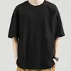 Camiseta de algodão puro de peso pesado com manga curta para homens, modelagem solta, respirável, macia, casual e versátil