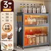 Armário de armazenamento de chão para cozinha e sala de jantar com porta, armário de armazenamento com porta, micro-ondas, forno, panela, armário de armazenamento de função multicamada, prateleira