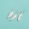 Prata Esterlina S925 Pingente Simples de Pena de Prata Pulseira de Corda Trançada DIY Pulseira de Cristal Colar Pingente de Pena Acessórios de Pingente