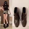 Nuevas botines de mujer 2026 con aumento de altura interior, estilo retro francés de otoño e invierno, diseño de caña alta, modernas y a la moda