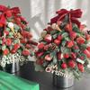 Cubo de Abrazo Navideño Ramo de Fresas Arreglo Floral Cubo Cubo de Copo de Nieve Plateado Redondo Pequeño Empaque de Flores Caja Vacía