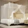 Mosquitero tradicional para cama doble de dormitorio, anti-mosquitos, cifrado, carpa cuadrada tradicional con puerta única y cuerdas de sujeción, mosquitero blanco