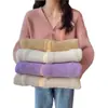 Suéter Corto Holgado Estilo Coreano para Mujer Primavera y Otoño, Cárdigan de Punto con Cuello en V para Mujer, Top de Moda Chic