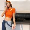 Moda estilo Hong Kong 2020 nuevo verano tejido top para mujer camiseta adelgazante ombligo diseño de personalidad de moda sentido de diseño