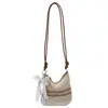 Bolso bandolera fresco y dulce con forma de lazo, nuevo estilo 2026, versátil bolso tejido de algodón, perfecto para vacaciones de verano en la playa
