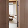 Manija de Puerta de Madera para Hotel Acero Inoxidable Restaurante Habitación Privada Manija de Puerta de Vidrio en Stock Oficina Minimalista Moderna