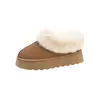 Botas de nieve cortas de moda para mujer, zapatos de felpa gruesos y forrados de vellón para invierno, nuevo estilo 2026, de suela gruesa, cálidos, slip-on de algodón