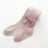 Novedad Primavera 2020 Medias para Niñas Leggings Infantiles Moda Color Sólido Lazo Abertura en la Entrepierna Calcetines Sencillos para Mujer