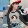 Camiseta Térmica de Felpa Cepillada para Niña Manga Larga Otoño/Invierno 2026 Nuevo Top Infantil Casual Capa Base Manga Raglán Moderna