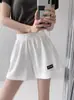 Shorts de Waffle Sueltos Deportivos para Mujer Cintura Elástica Pierna Ancha Pantalones Cortos Calientes Aspecto Adelgazante Casual Cintura Alta Rectos Hogar