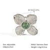 Amazon Europeo y Americano retro lujo alta gama anillo joyería al por mayor flor incrustada turquesa africana anillo de oro mujer