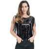 Camisola de Lentejuelas con Flecos Cruzada Europea y Americana Tallas Grandes para Mujer Tops Versátiles Amazon [Listo para Envío] Estilo Europeo y Americano
