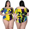Traje de baño de dos piezas con estampado de Amazon transfronterizo para mujer de talla grande, tiras, hombros descubiertos, estación independiente