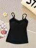2062# Top Camisola con Adorno de Encaje para Mujer, Ropa Exterior de Verano, Versátil, Adelgazante, Top sin Mangas con Almohadillas de Sujetador Integradas, Capa Base, Moderno
