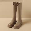 Botas largas ZHR para mujer, otoño 2023, nuevas, con punta redonda, adelgazantes, elegantes, combinables, sencillas, de color sólido, elegantes botas largas