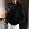 Casaco-suéter de gola redonda outono e inverno para mulheres, estilo coreano novo, de alta qualidade, cor sólida, simples, modelagem solta, tricô grosso e adequado como peça básica