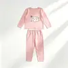 Conjunto de capa base cómodo y versátil para otoño/invierno para niños, con camiseta de manga larga sin costuras y pantalones largos, adecuado para ropa de estar de niñas, hecho de material suave de forro polar