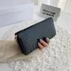 Nueva Cartera para Mujer de Longitud Media con Cierre de Cremallera Estilo Europeo y Americano Moda Exportación Cuero PU Trenzado Billetera para Monedas