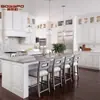 Armários Americanos de Madeira Maciça Personalizados para a Casa Inteira Armários de Cozinha com Ilha Estilo Europeu Pintura de Cor Pura Decoração Guarda-roupa Personalizado Geral