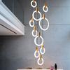 Lámpara de araña de escalera, lámpara de araña larga giratoria dúplex para sala de estar, lámpara de araña moderna minimalista nórdica creativa para escalera de restaurante