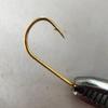 Tubo Dorado Gancho de Pesca con Mosca de Pago Caña Subminiatura Mosca Pequeña Anzuelo Desnudo Mango Curvo tamaño pequeño Boca de Caballo Rayas Blancas Rayas de Cena Arca de Leche