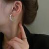 Pendientes de Plata Bañada en Oro Real con Aguja de Plata y Circonita con Forma de 'I' Diseño Coreano de Personalidad de Nicho Sentido del Diseño Hebilla de Oreja Pendientes Simples de Moda para Mujeres