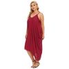 Vestido Feminino Plus Size Transfronteiriço, Vestido de Alça com Decote V, Caimento Solto Irregular com Bolsos Duplos, Feminino F200525