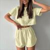 Conjunto Casual Masculino Novo Primavera e Verão 2025 Cor Lisa Recorte Fenda Exposto no Umbigo Curto Conjunto de Duas Peças