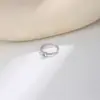 Anel Aberto Ajustável com Seis Garras e Espinélio Azul Inlaid Simples para Mulheres, Anel de Dedo Indicador de Luxo Leve de Nicho