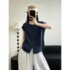 Camisa de Sarja de Rami Leve Respirável com Gola Volumosa, Estilo Artístico Novo de Verão, Corte Solto, Emagrecedor, Top Versátil Casual